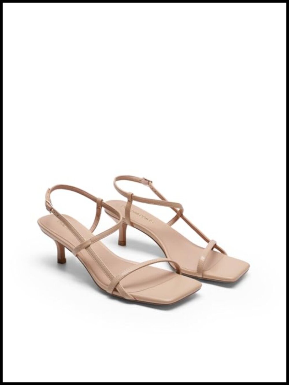 Kitten Heel Sandals Faux Leather Ankle Strap Women's Dressy Heels